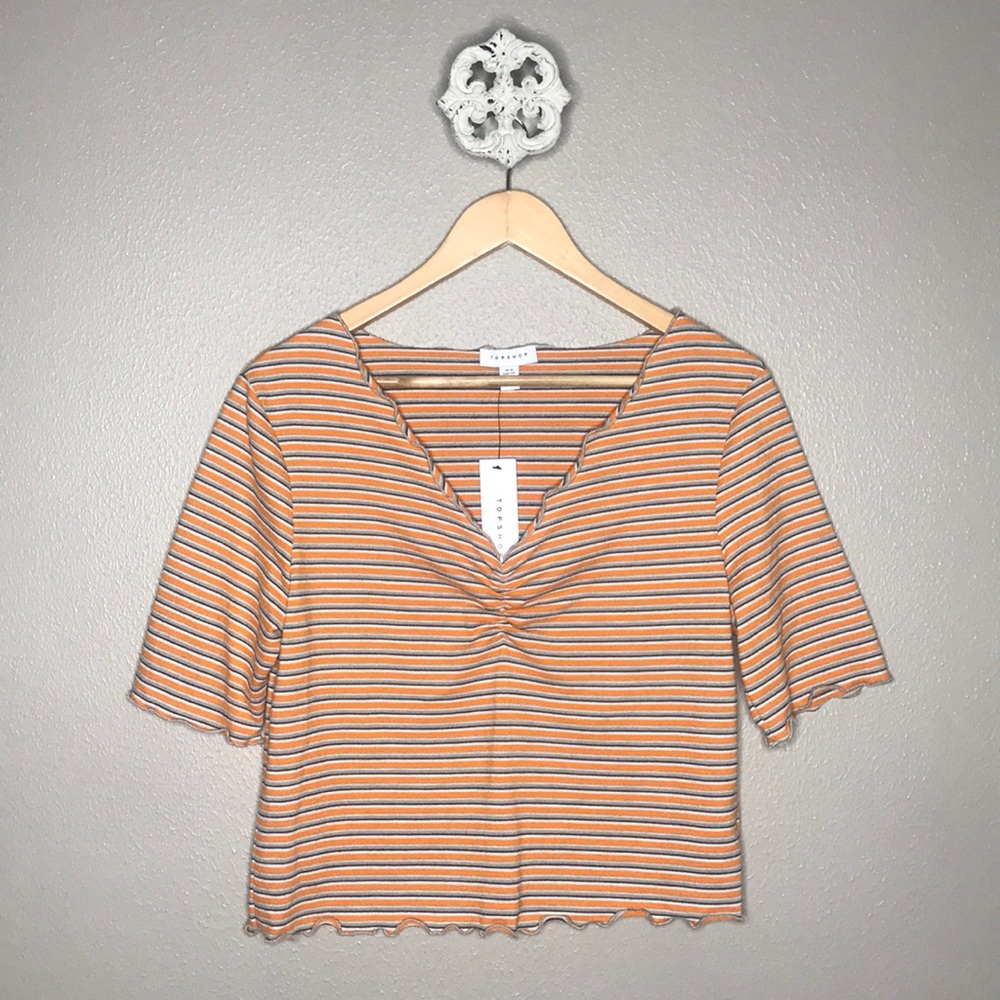 TOPSHOP Striped Ruffled Tee - Picture 3 of 7